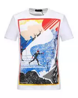 new dsquared herren t-shirt col round ski blanc